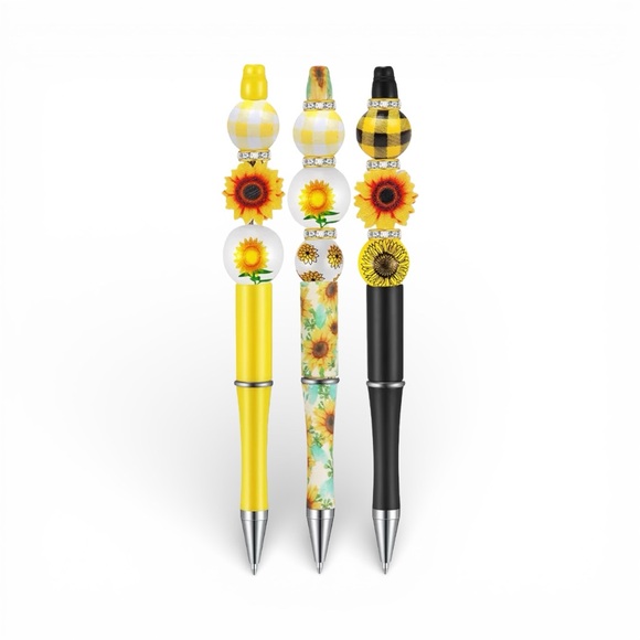 Other - 🆕 3 Sunflower Patterned Pen Set - Yellow, Black, and White